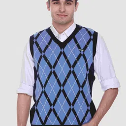 GODFREY Men Geometric Wool Sweater Vest-image-67