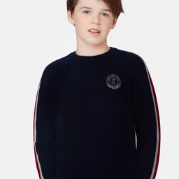 Gini and Jony Boys Navy Blue & Red Pullover Sweater-image-77