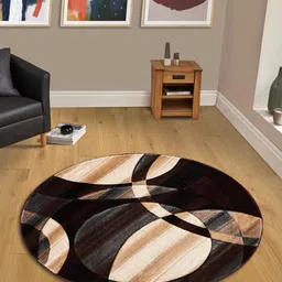 OBSESSIONS Black & Brown Abstract Centerpiece Carpet-10