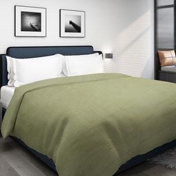DHROHAR Lime Green Geometric Fur Mild Winter 300 GSM Double Bed Blanket-image-33