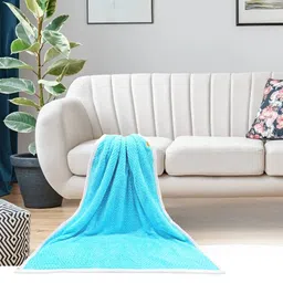 OyO Baby Blue Fleece AC Room 300 GSM Single Bed Blanket-image-54
