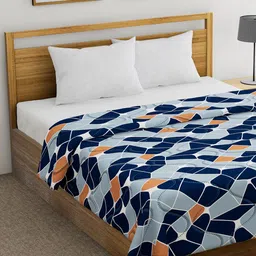 Divine Casa Navy Blue & Orange Abstract AC Room 110 GSM Double Bed Comforter-26