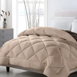 Jinaya's Brown & Beige Quilted Heavy Winter 210 GSM Double Bed Reversible Comforter-image-81