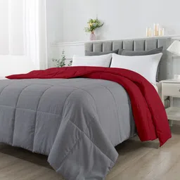 RAZZAI Burgundy & Grey Microfiber Mild Winter 210 GSM Double Bed Comforter-image-63