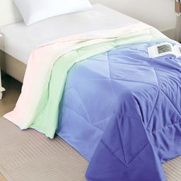 Story@home Blue & Green Microfiber Mild Winter 233 GSM Single Bed Comforter-image-66