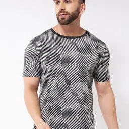 GRITSTONES Men Grey Printed Round Neck T-shirt-image-86