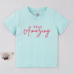 Ed-a-Mamma Girls Typography Printed V-Neck Cotton T-shirt-image-85