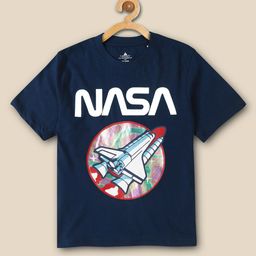 Kids Ville Boys Nasa Graphic Printed Cotton Casual T-Shirt-image-4