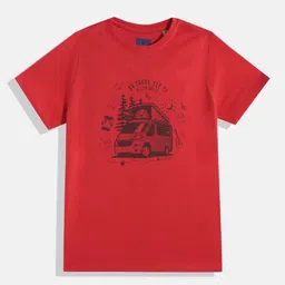 Allen Solly Junior Boys Red Printed T-shirt-image-55