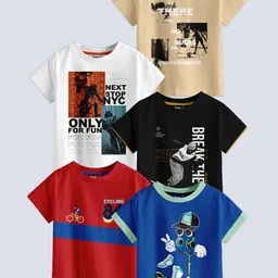 BAESD Boys Pack Of 5 Printed Cotton T-shirt-85