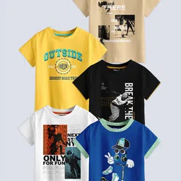BAESD Boys Pack Of 5 Printed Pure Cotton T-shirts-87