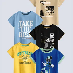BAESD Boys Pack Of 5 Printed Round Neck Cotton T-shirt-75