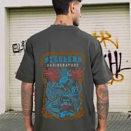 STELLERS Men Printed Premium Cotton Stretchable Oversized T-shirt-image-33