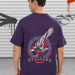 STELLERS Men Printed Premium Cotton Stretchable Oversized T-shirt-image-93