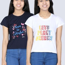 StyleStone Girls White & Navy Blue Pack Of 2 Printed T-shirts-38