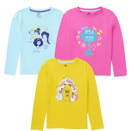 Cub McPaws Girls Multicoloured Typography 3 Printed T-shirt-image-25