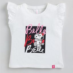 Ginie Girls White Printed T-shirt-image-102
