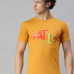 BRATMA Men Mustard Yellow Printed T-shirt-image-80