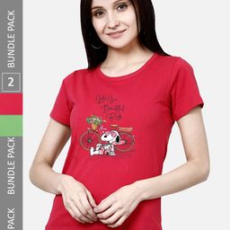 CHOZI Pack Of 2 Graphic Printed Short Sleeves Pure Cotton T-shirt-picture-47