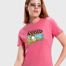 Bewakoof Official Garfield Merchandise Avoiding Responsibilities Graphic Printed T-shirt-image-95