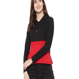 DEEPMAYRA COLLECTION Women Colourblocked Hooded Cotton T-shirt-image-79