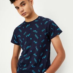 max Boys Conversational Printed Round Neck Regular Sleeves Pure Cotton T-shirt-14