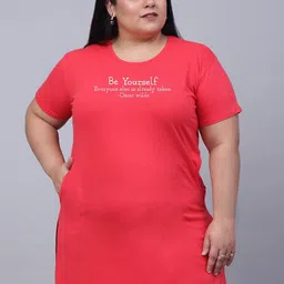 Trend Level Plus Size Typography Printed Pure Cotton Longline T-shirt-image-12
