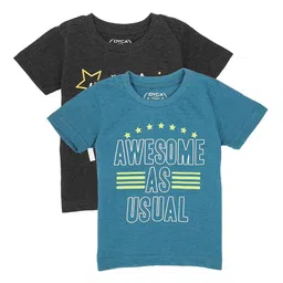 DYCA Boys Black & Blue Pack of 2 Printed Cotton T-shirt-41