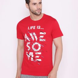 BODYACTIVE Men Red & White Typography Printed T-shirt-image-11