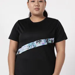 STUDIOACTIV Women Plus Size Black & Blue Colourblocked T-shirt-picture-16