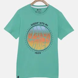 3PIN Boys Green and Orange Typography Printed T-shirt-image-118