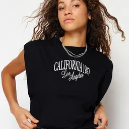 Trendyol Typography Printed Round Neck Cotton T-shirt-image-30
