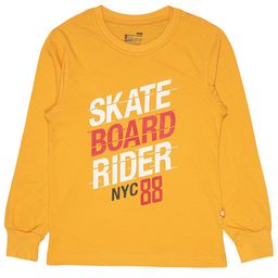 Bodycare Kids Boys Yellow Typography Printed Cotton T-shirt-image-80