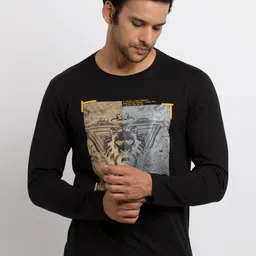 Status Quo Men Black Floral Printed T-shirt-image-41