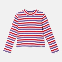United Colors of Benetton Girls Striped Round Neck Cotton Regular T-shirt-image-82