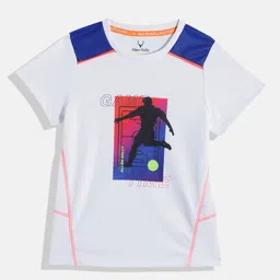 Allen Solly Junior Boys Football Sports Print Knitted T-shirt With Shoulder Taping Detail-image-2