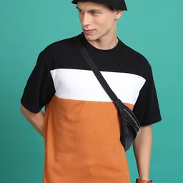 KETCH Colourblocked Drop-Shoulder Sleeves Oversized T-shirt-image-42