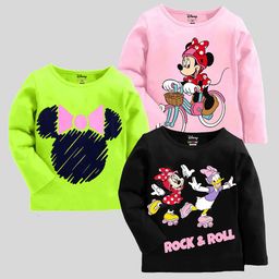 KUCHIPOO Girls Pack Of 3 Minnie Mouse Printed T-shirt-7