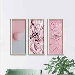 SAF Pink & Grey 3 Pieces Modern Art Painted Framed Wall Art-5