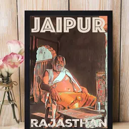 Gallery99 Black & Orange Jaipur Rajasthan Textured Paper Framed Wall Art-image-74