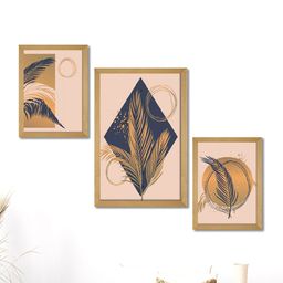 SAF Peach & Brown 3 Pieces Modern Art Premium Painting Framed Wall Art-image-40