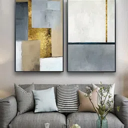 The Art House Set Of 2 Grey & White Abstract Printed Framed Wall Art-16