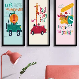 SAF Blue & White 3 Pieces Kids Room Painting Wall Arts-image-90