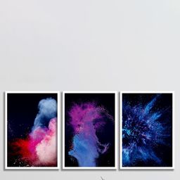 SAF Black & Blue 3 Pieces Abstract  Painting Framed Wall Art-image-72