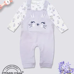 Moms Love Infant Girls Printed Organic Cotton Dungaree With T-Shirt-image-33