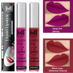 MI FASHION Set of 2 Liquid Lipstick Smudge Free Matte Finish Keeps Moisturize-Purple & Red-5