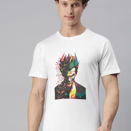 BRATMA Men White Graphic Joker Printed Round Neck Regular Sleeves Cotton T-shirt-image-30