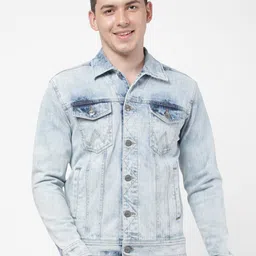 Wrangler Men Blue Washed Denim Jacket-picture-46