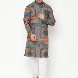Hangup Men Printed Kurta with Pyjamas-34