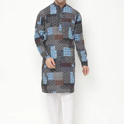 Hangup Men Printed Kurta with Pyjamas-19